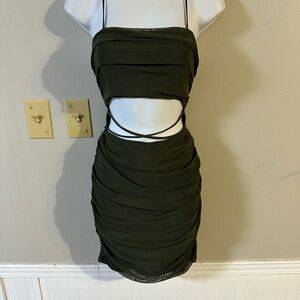 Forever 21 Dark Green Cutout Mini Dress